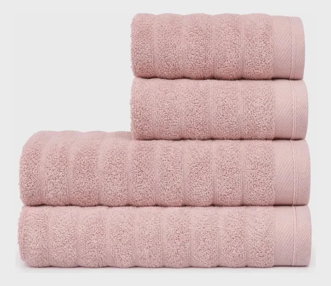 Jogo 4 Toalhas Aura Atlântica Rosa Blush Wave