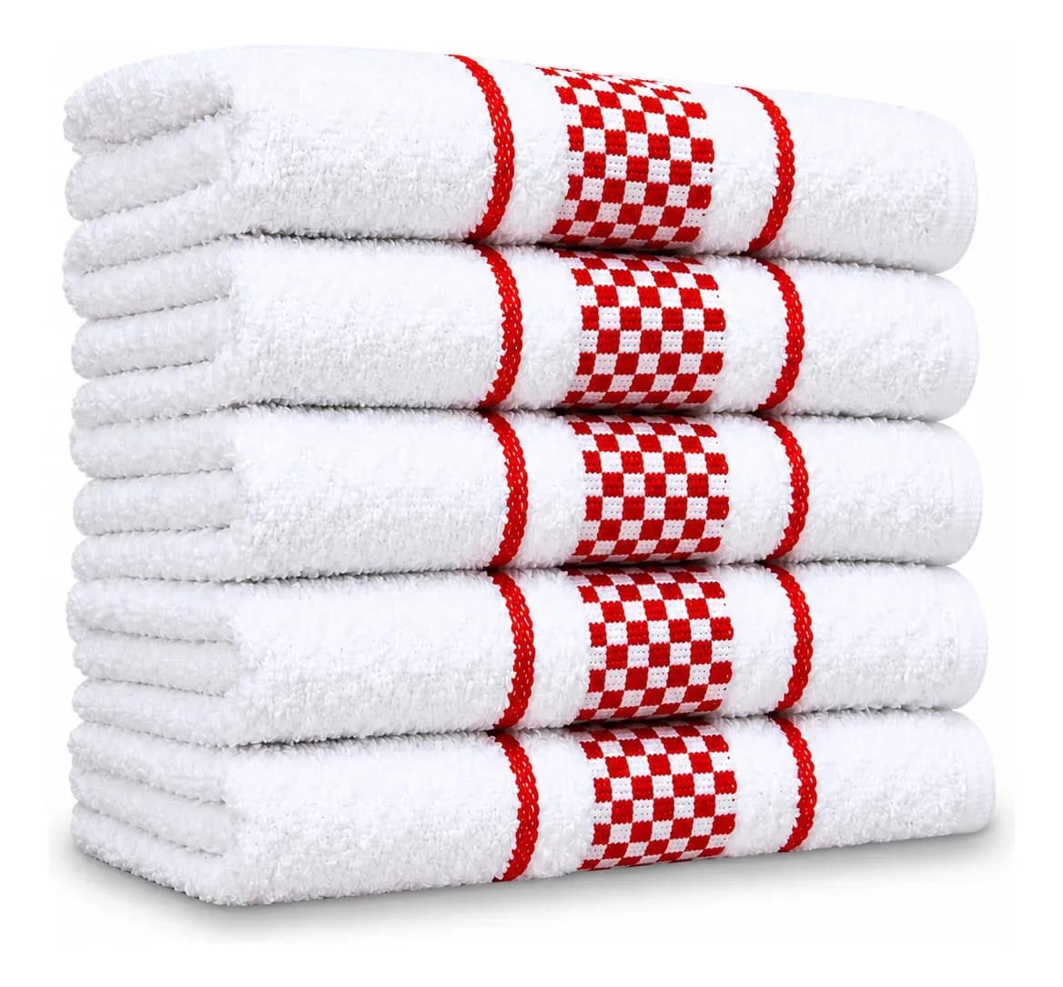 Kit 10 Panos de Prato Premium Atoalhados Vermelho Xadrez