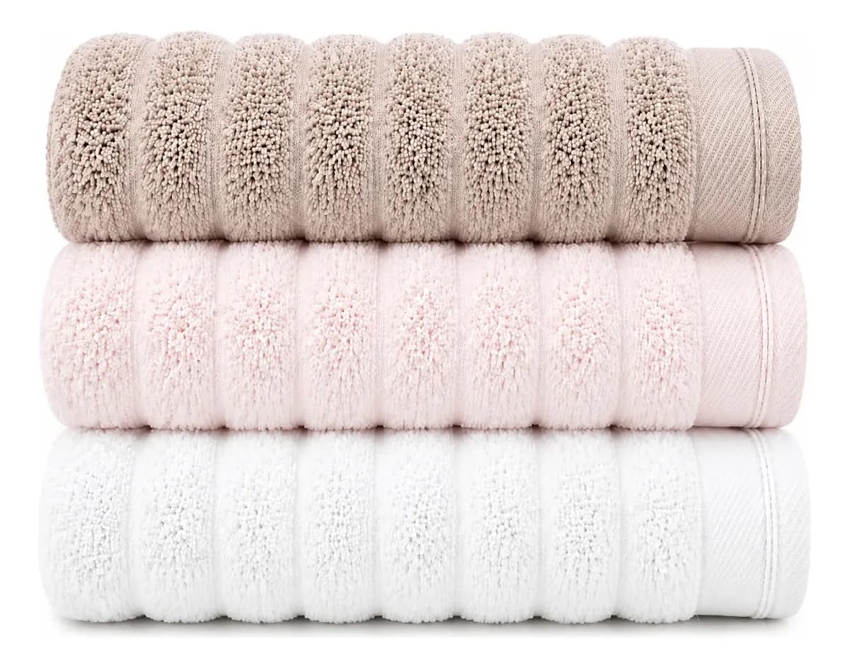 Kit 3 Toalhas Banhão Aura Atlântica Mocha, Rosa Delicado e Off-white