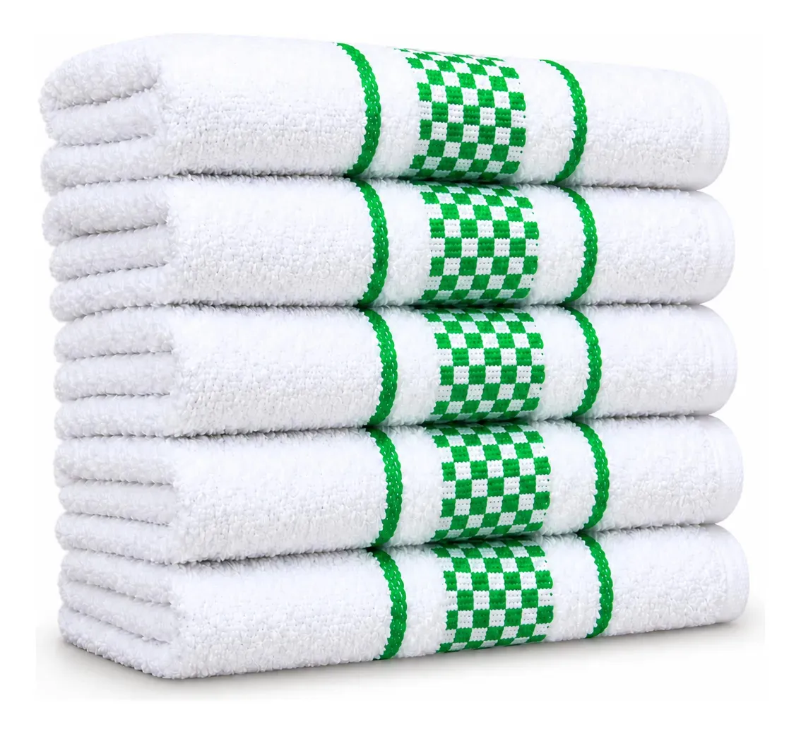 Kit 5 Panos de Prato Premium Atoalhados Verde Xadrez